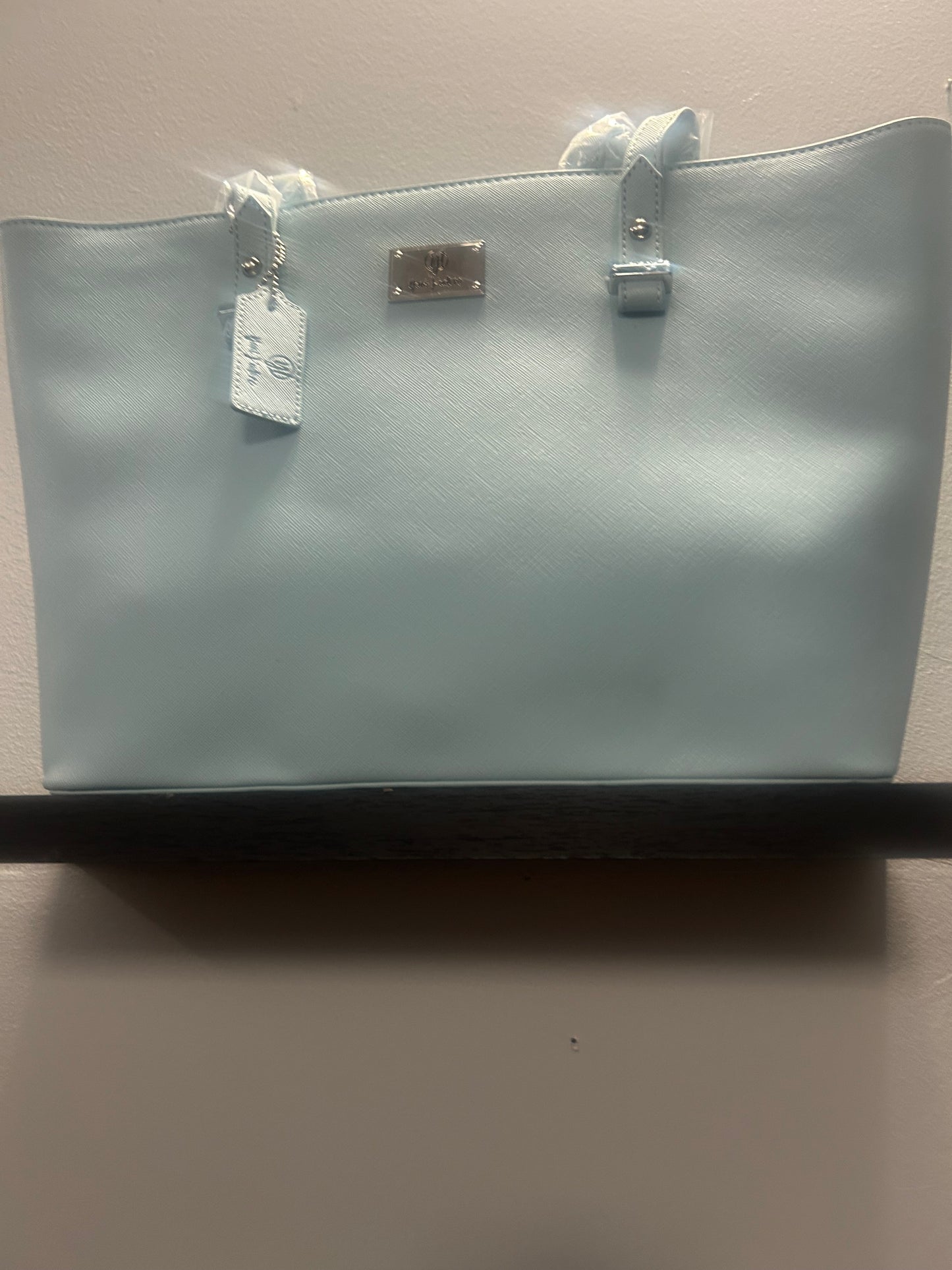 light blue purse